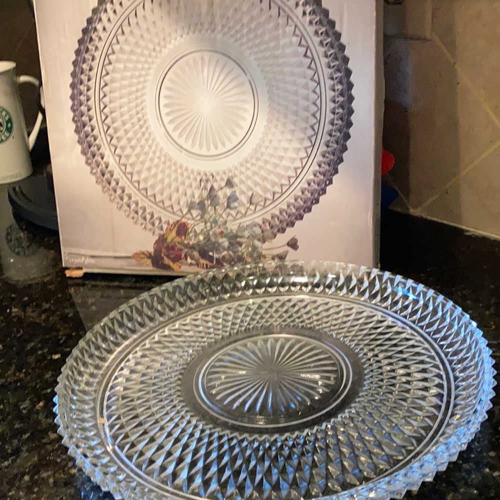 NIB Indiana Glass crystal hostess plate
